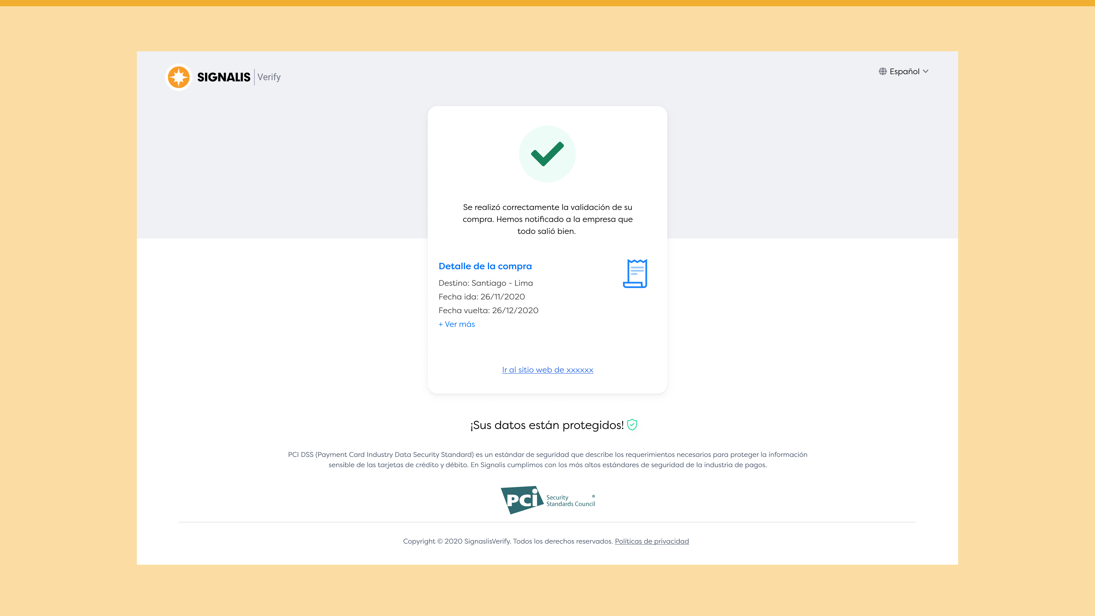 Diseño pantalla éxito